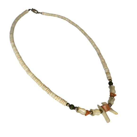 Native American Carved Mother Of Pearl Birds & Tulip Fetish Necklace 17" Puka - Picture 8 of 10